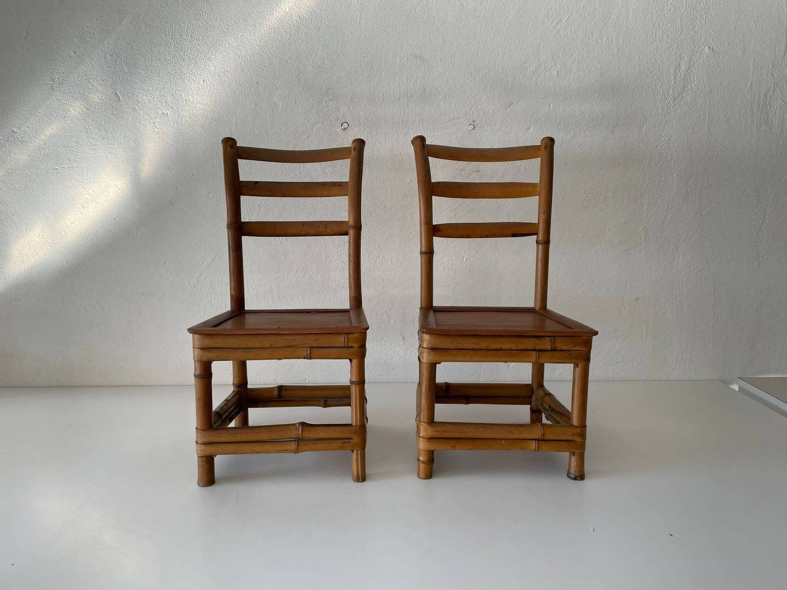 Pair Of Bamboo Kids' Chairs, 1960s photo for sale