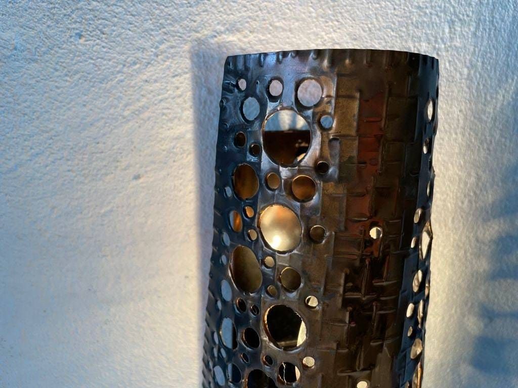 Copper Colour Handcrafted Metal Single Sconce, 1950s photo vintage