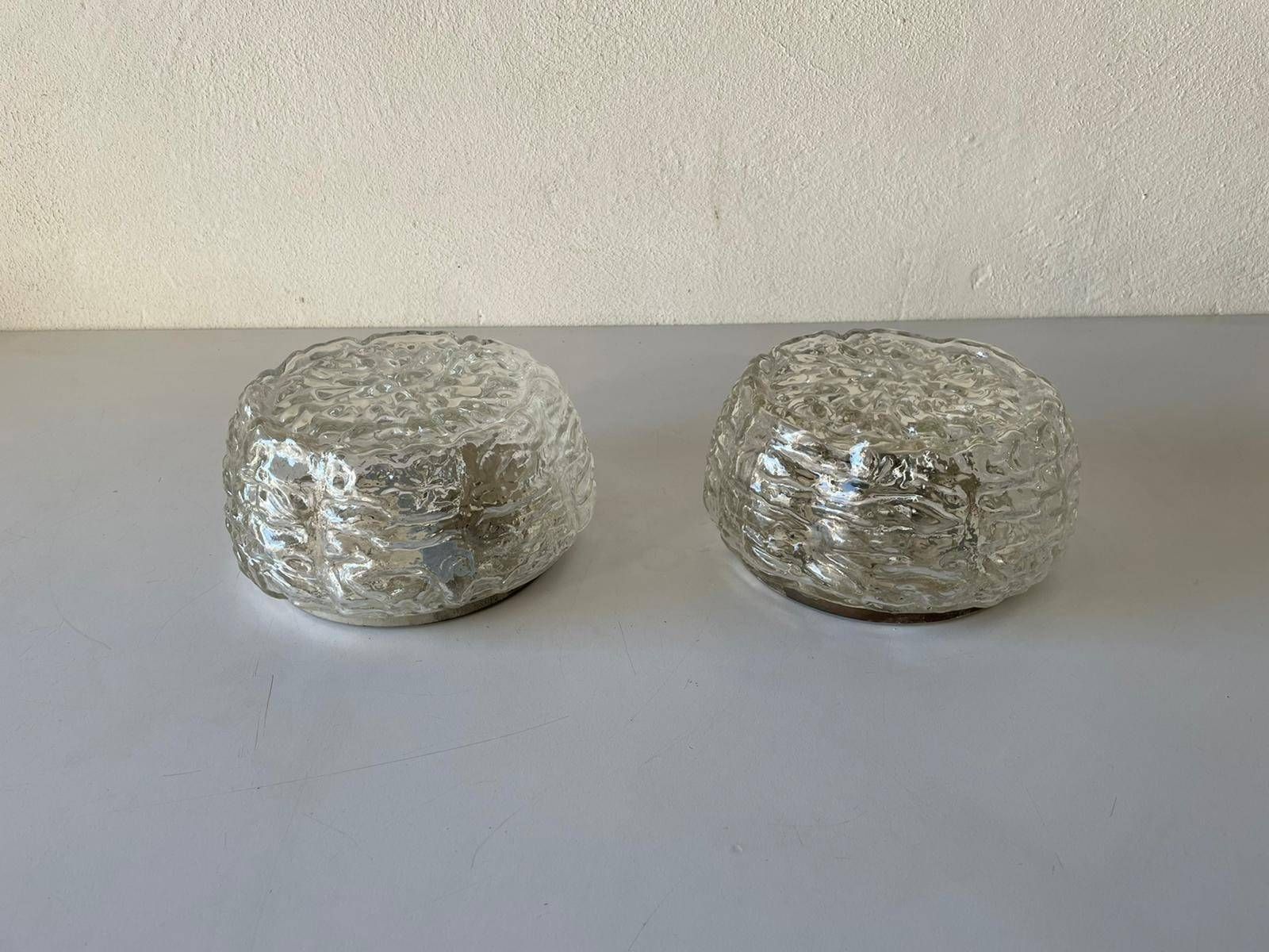 Glass In Rare Shape Pair Of Sconces Or Ceiling Lamps By Limburg, 1960s, Germany