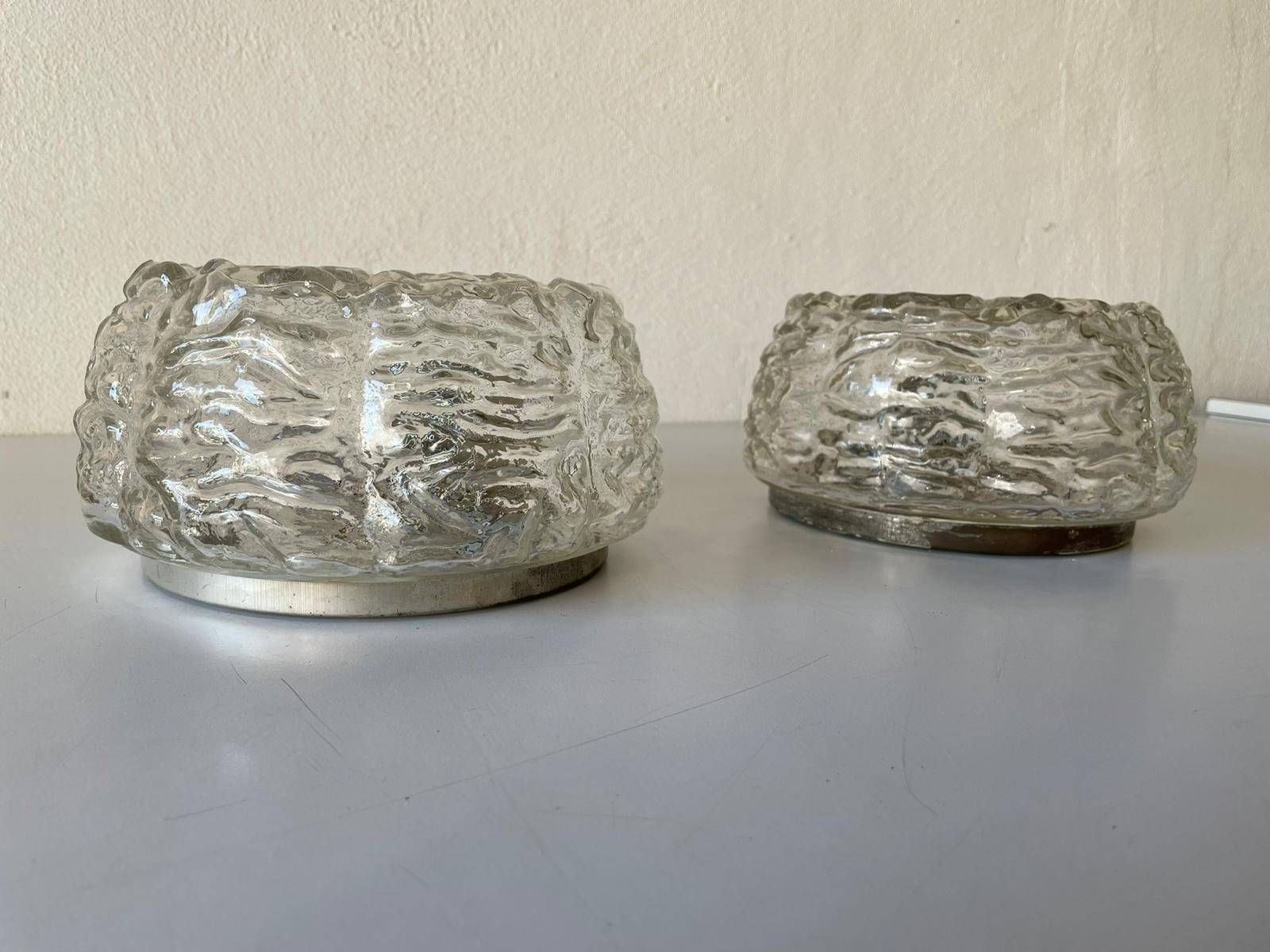 Glass In Rare Shape Pair Of Sconces Or Ceiling Lamps By Limburg, 1960s, Germany photo Lighting