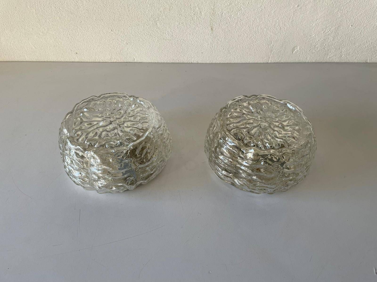 photo for sale Glass In Rare Shape Pair Of Sconces Or Ceiling Lamps By Limburg, 1960s, Germany