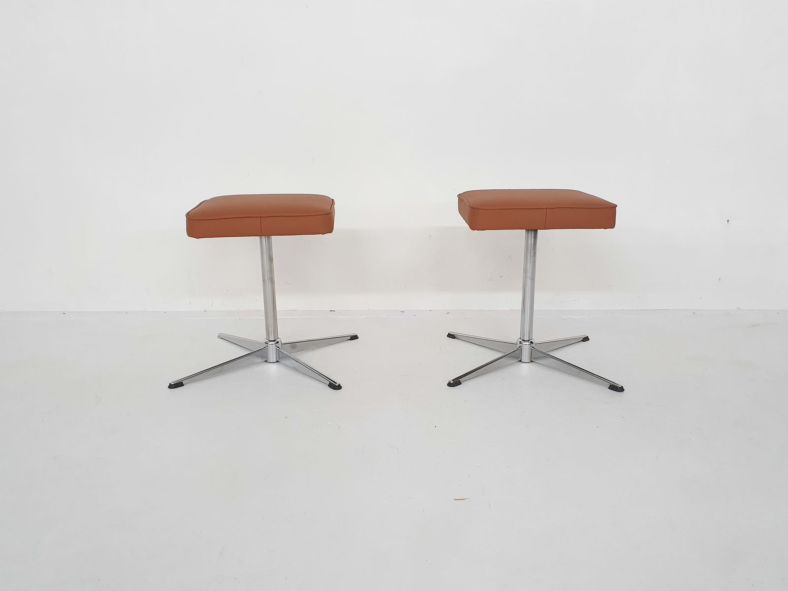 Set Of Two Mid Century Swivel Stools, Attrb. Brabantia, The Netherlands photo Furniture