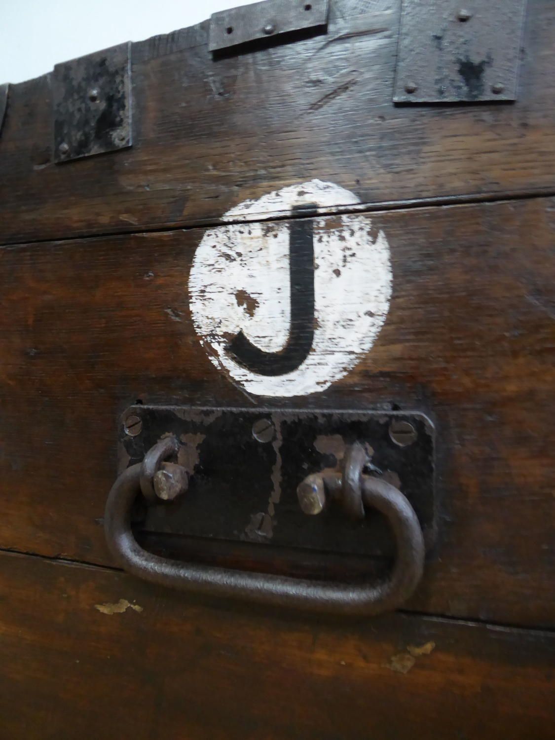 Early 19th C Banded Oak Silver Trunk photo furniture