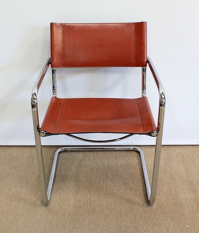 Suite Of 4 Leather Armchairs Signed Matteo Grassi   1960s photo for sale
