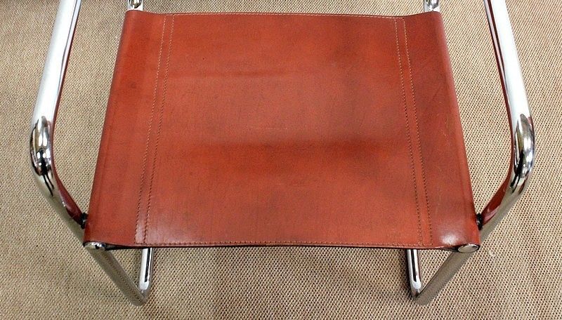 Suite Of 4 Leather Armchairs Signed Matteo Grassi   1960s photo vintage
