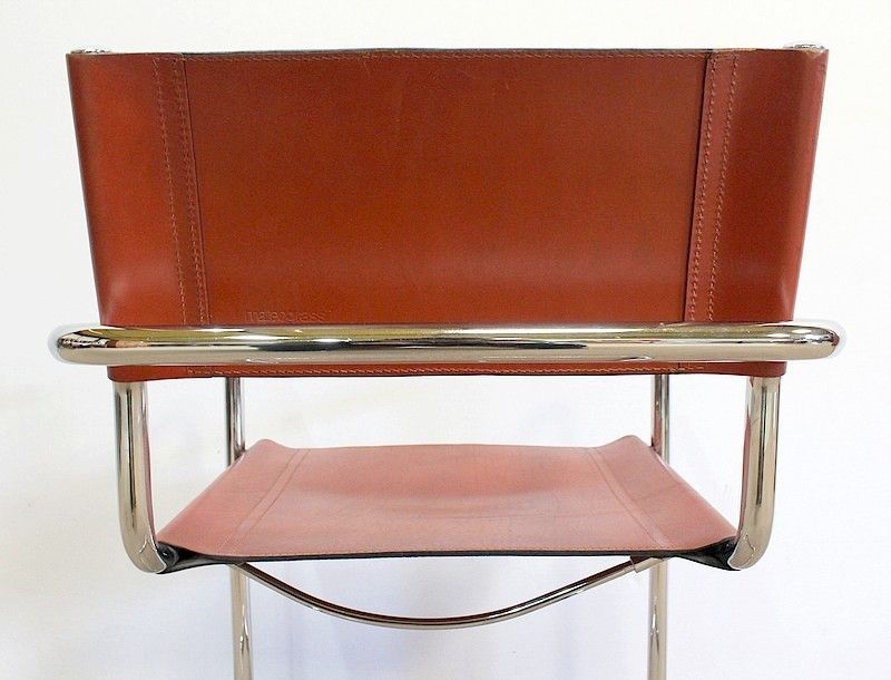 photo vintage Suite Of 4 Leather Armchairs Signed Matteo Grassi   1960s