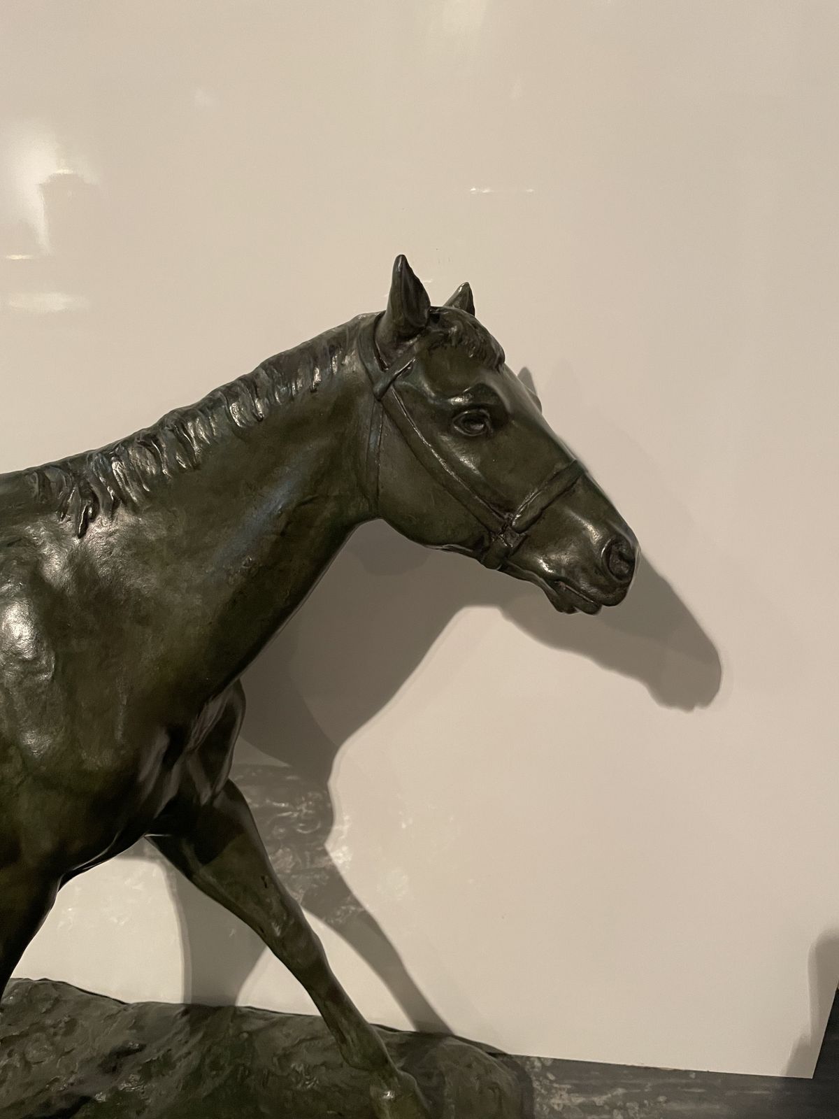 Horse Walking In Bronze With Green Patina. Signed On The Base M.De Mathelin 1900 photo 7850.0