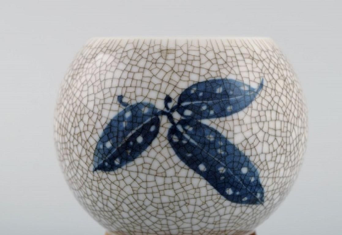 Art Deco Bing & Grøndahl Vase In Hand Painted Crackle Porcelain, 1920s photo for sale