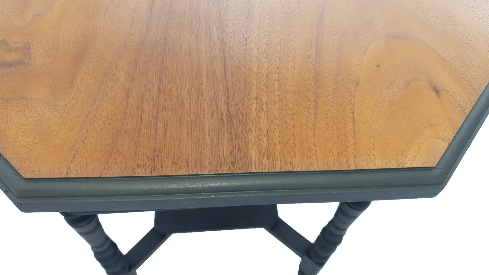 Edwardian Octagonal Mahogany And Black End Hall Lamp Occasional Table With Turned Legs photo buy