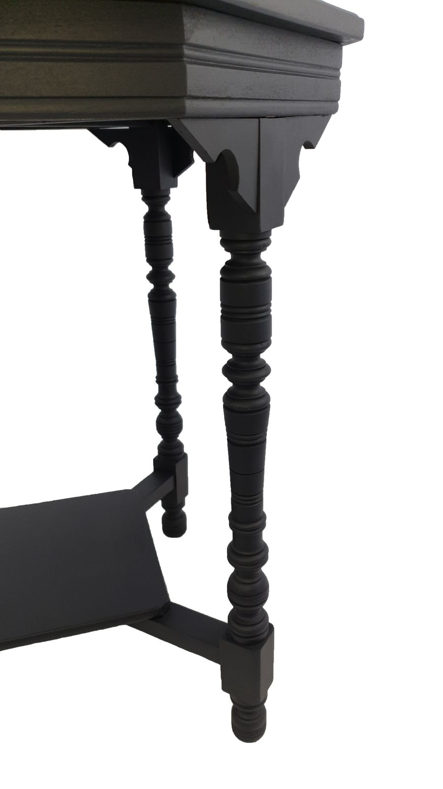 photo vintage Edwardian Octagonal Mahogany And Black End Hall Lamp Occasional Table With Turned Legs