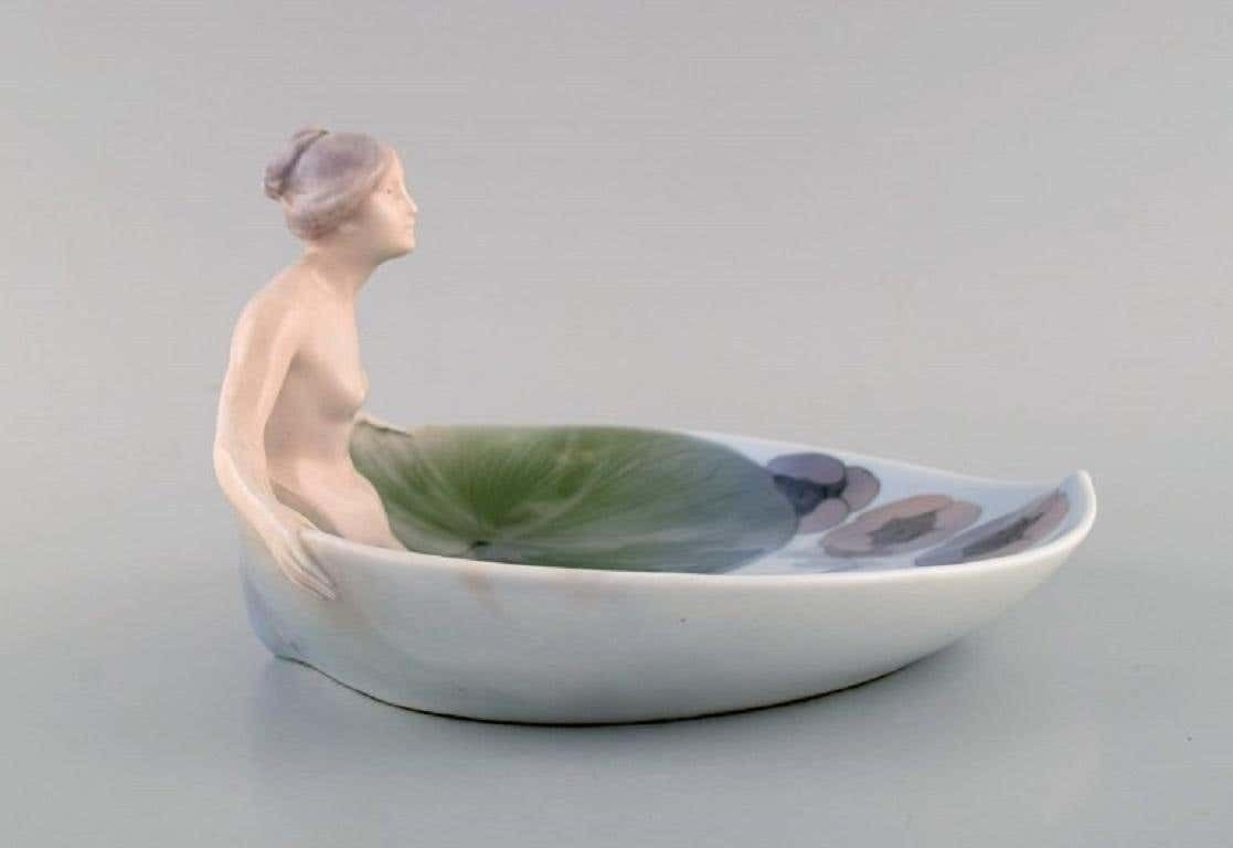 Early And Rare Royal Copenhagen Art Nouveau Dish With Nude Female Figure photo Home Decor