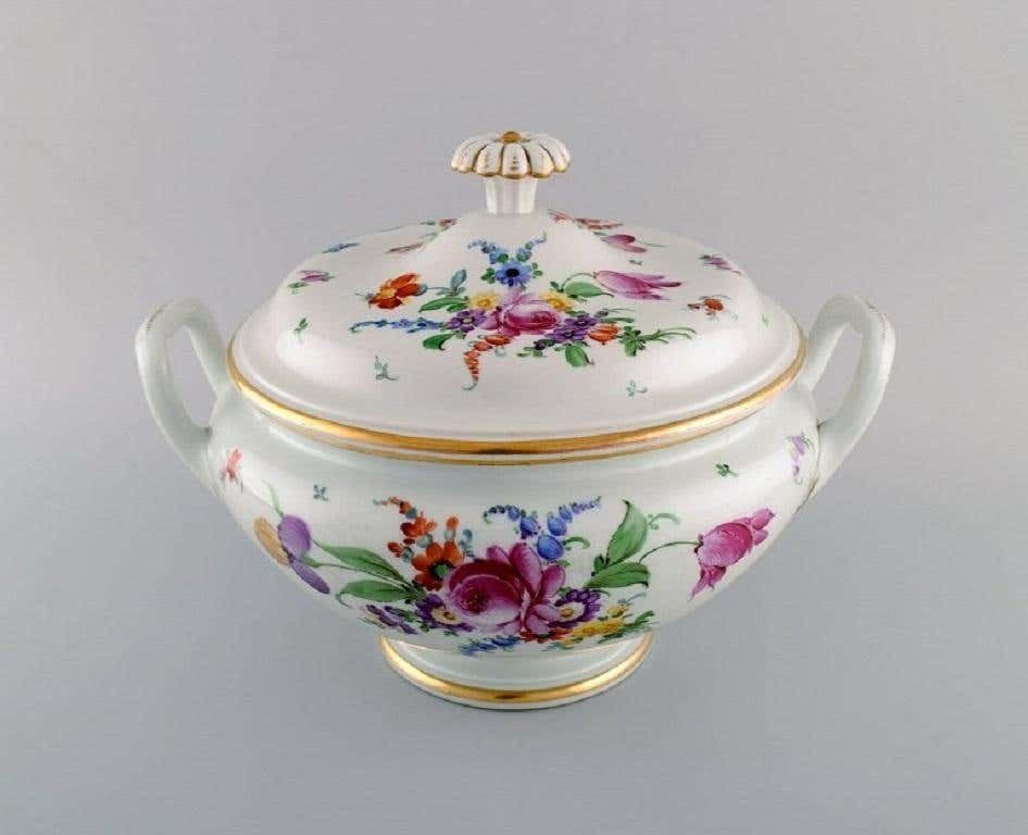 Large Antique Meissen Soup Tureen In Porcelain With Hand Painted Flowers photo furniture