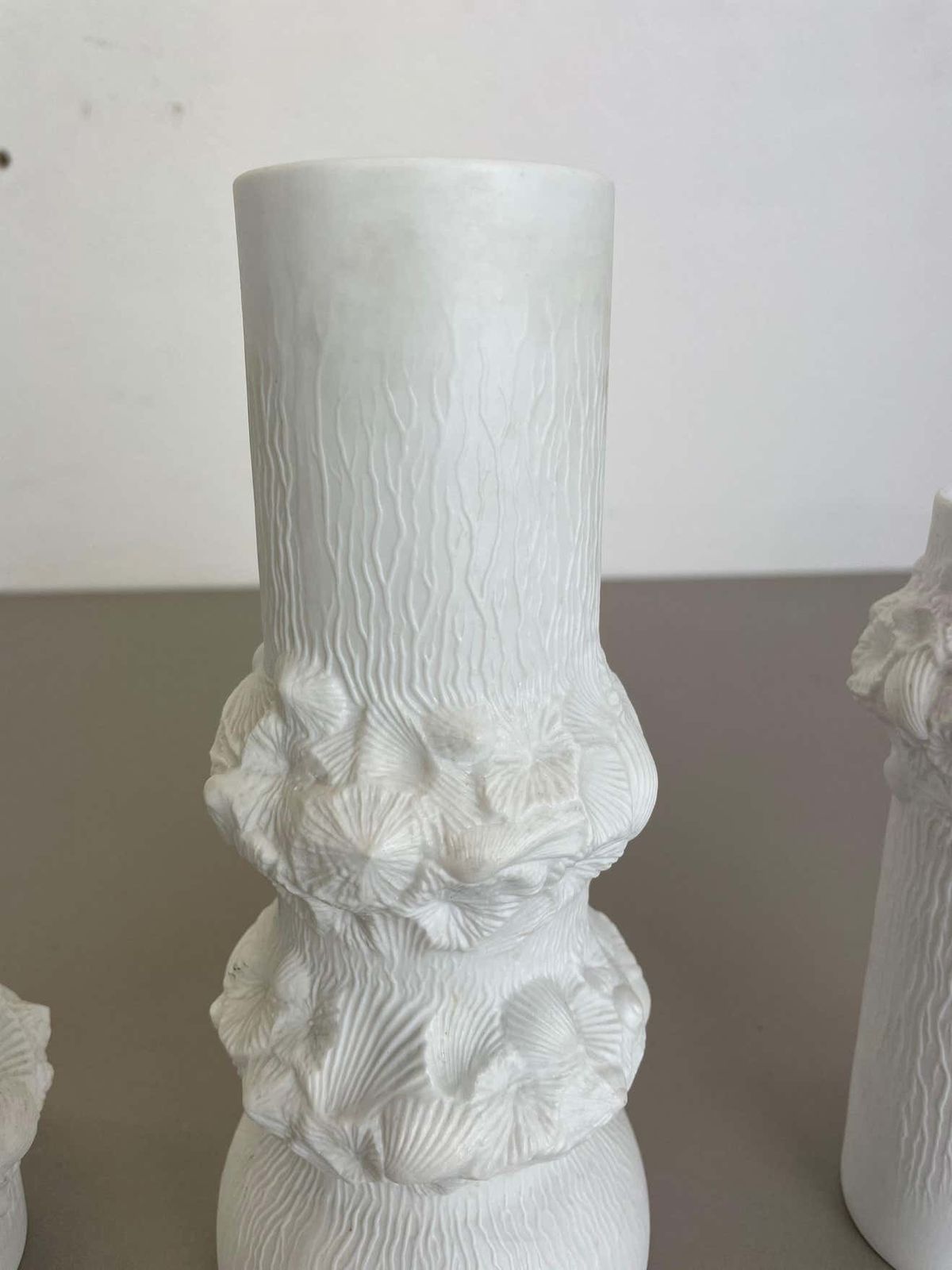 photo for sale Set Of 3 Original Op Art Biscuit Porcelain Vases By Ak Kaiser, Germany, 1970s