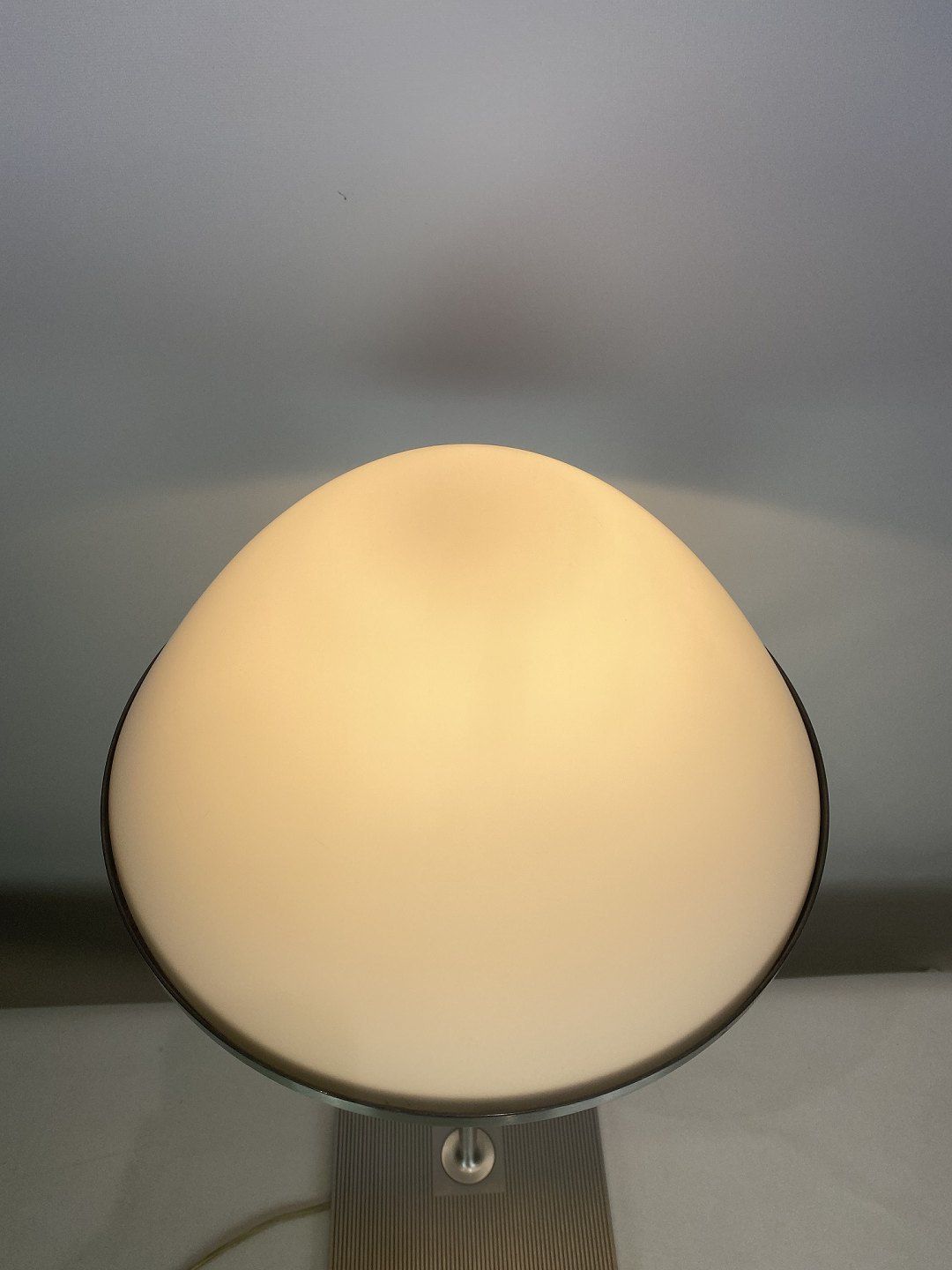 Italian Table Lamp With Frame Of Metal And Shade Of White Glass photo 460.0