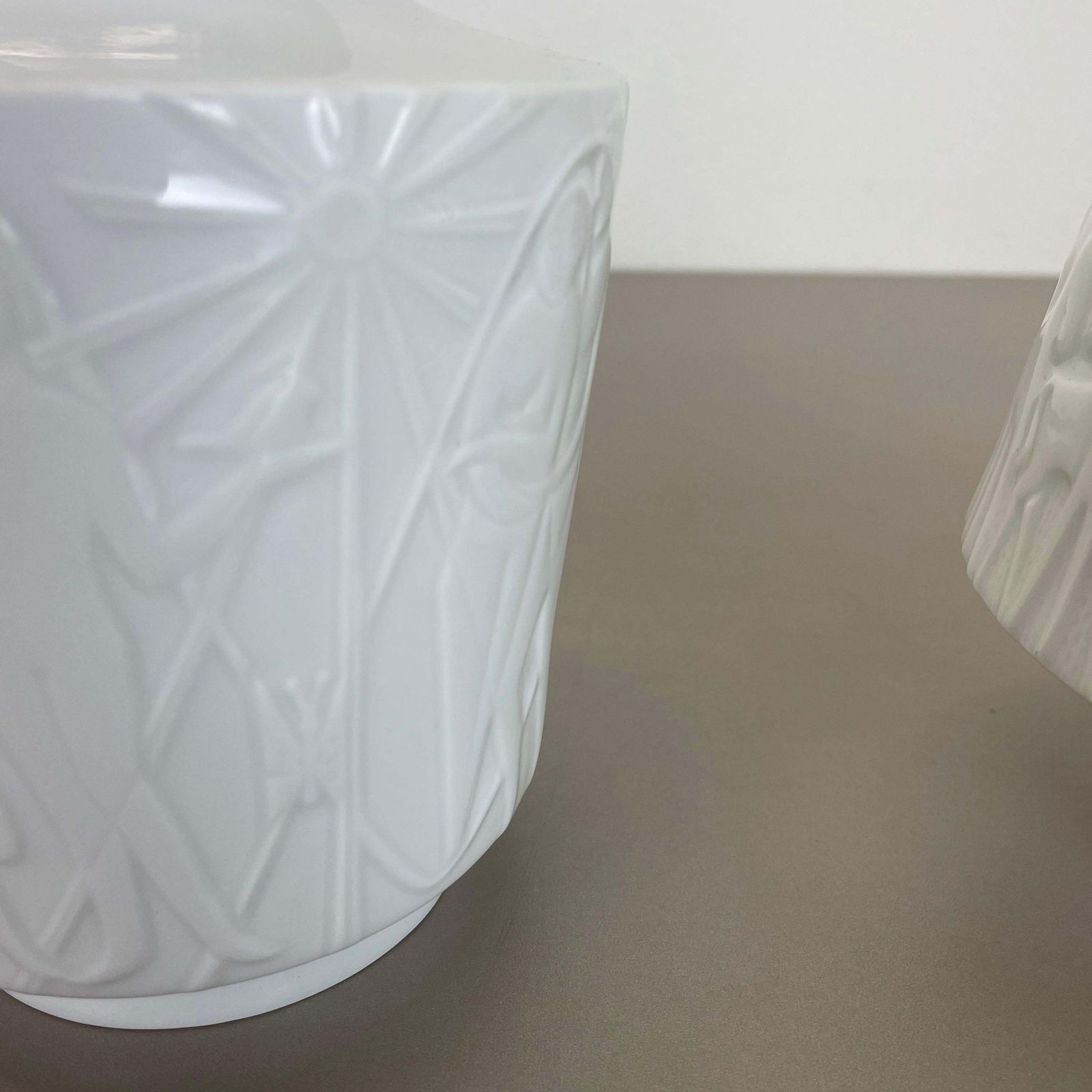 Set Of 2 Op Art Biscuit Porcelain Vases By Edelstein Bavaria, Germany, 1970s photo buy