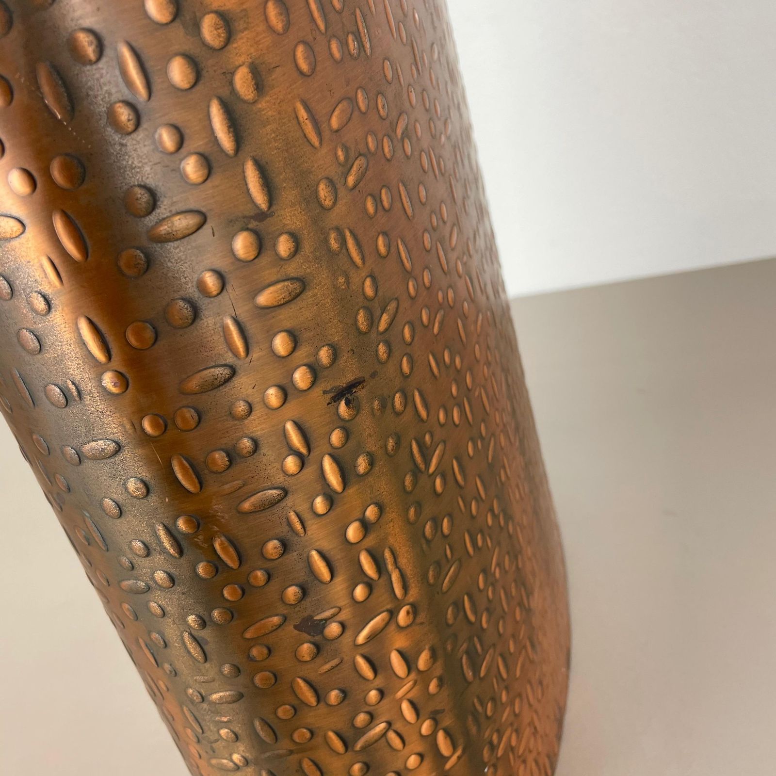 photo buy Original Metal Copper And Rattan Hollywood Regency Umbrella Stand Germany, 1950s