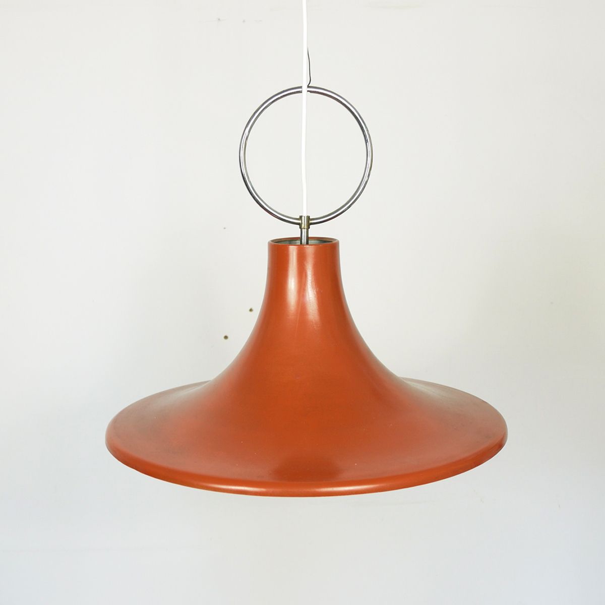 Stilnovo Style Orange Pendant With Chrome Detail Italy 1950s