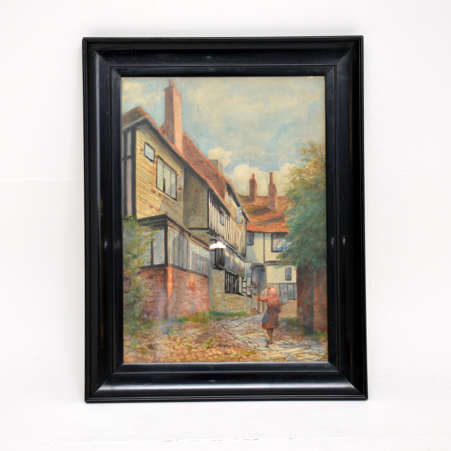 Antique Watercolour Painting Of The Mermaid Inn, Rye By Annie L. Lee