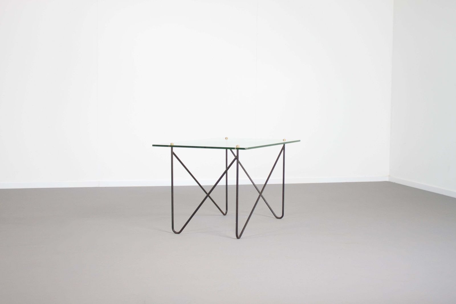 Midcentury Metal And Glass Table By Airborne, France, 1950s photo for sale