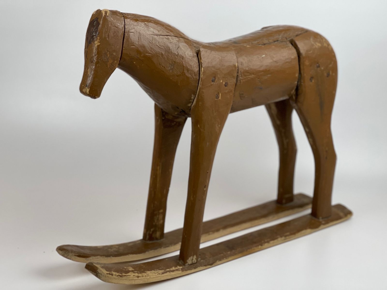 Antique, Wooden Horse, Scandinavian Folk Art From The Beginning Of The 20th Century