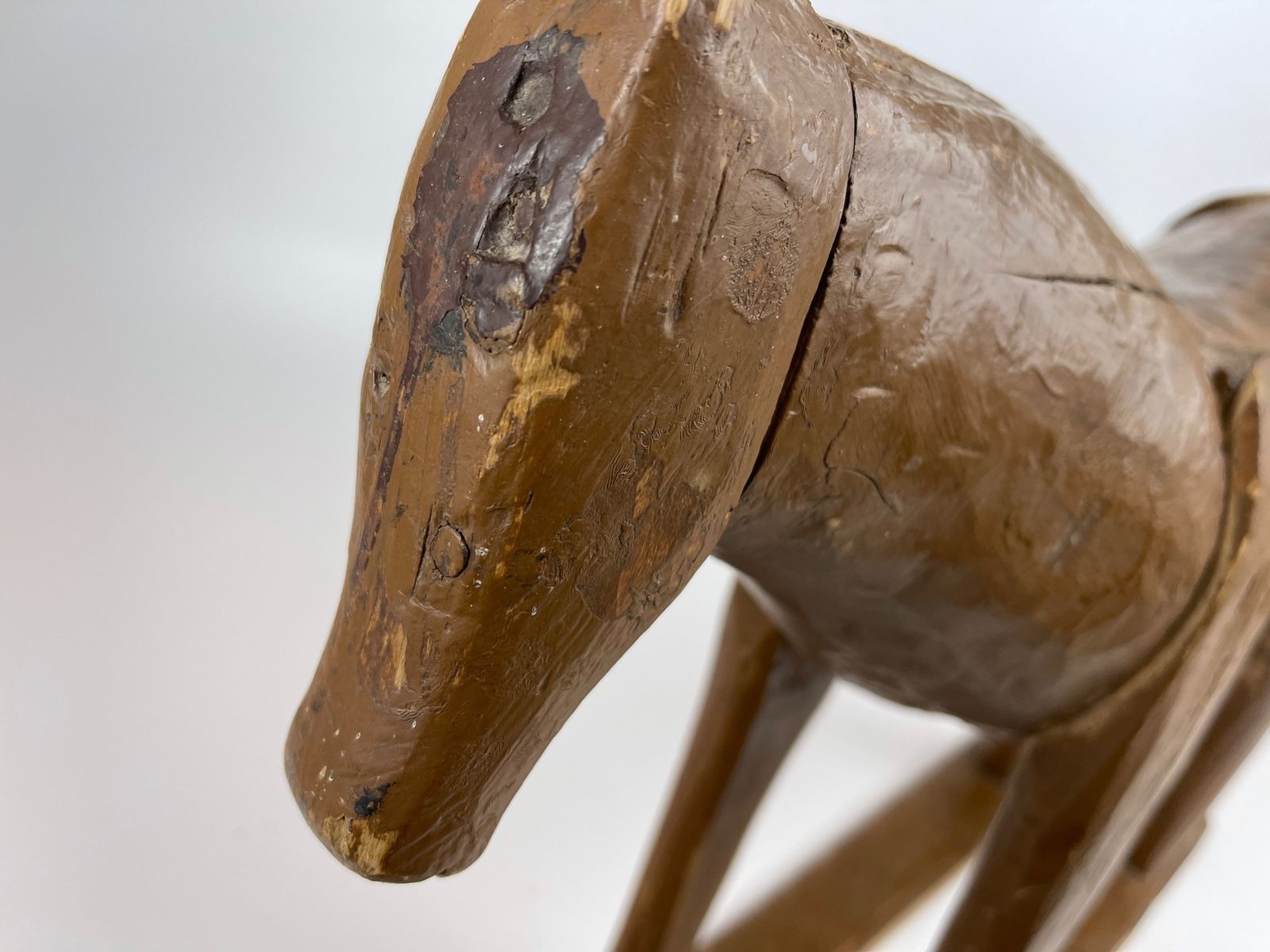 385.0 Antique, Wooden Horse, Scandinavian Folk Art From The Beginning Of The 20th Century photo
