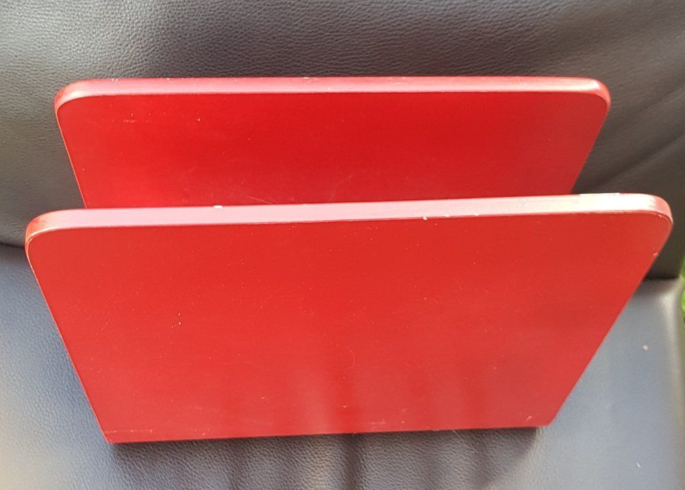 Hallway Coat Rack With Mirror, Shelf And Umbrella Stand In Red, 1970s, Set Of 4 photo furniture