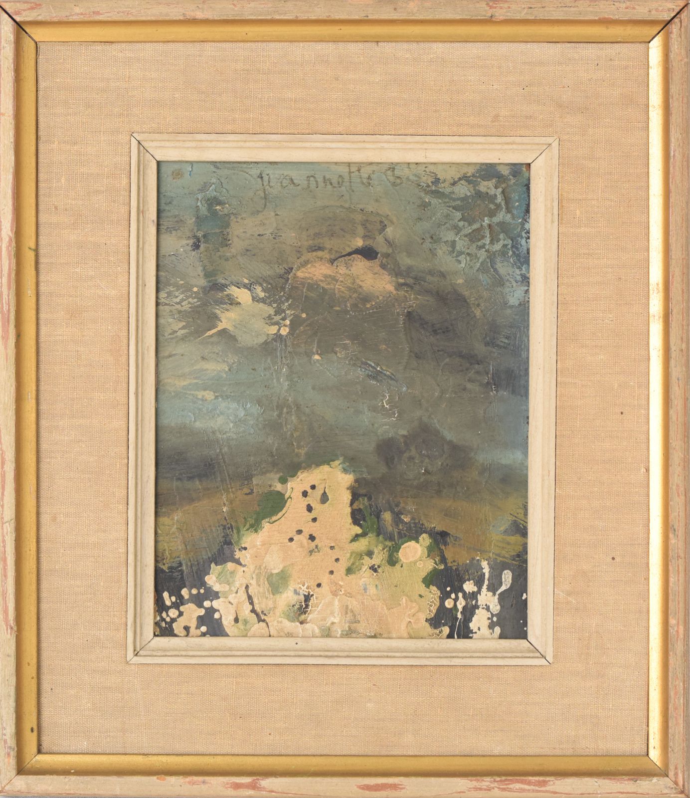 Abstract   Oil On Board   Signed Juannette photo furniture