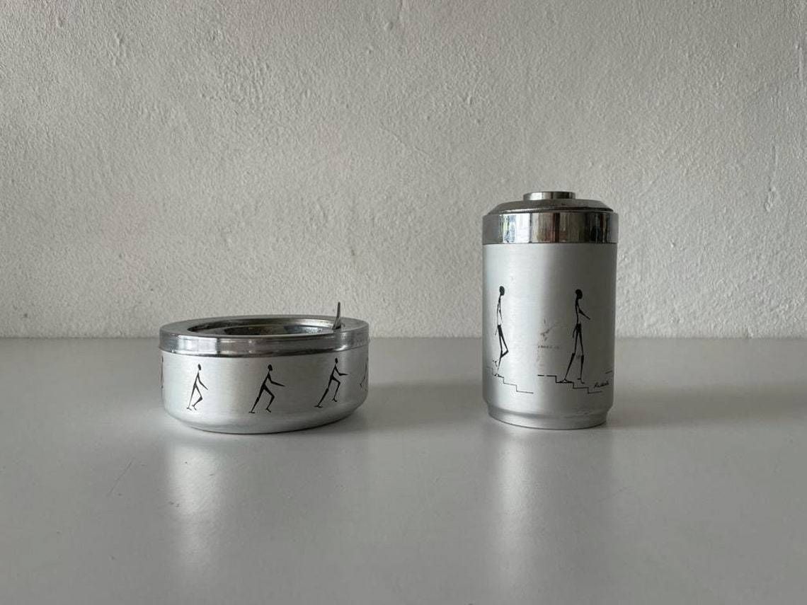 Mid Century Modern Set Of 2 Ashtray And Cigarette Dispenser By Radaelli 1960s Italy