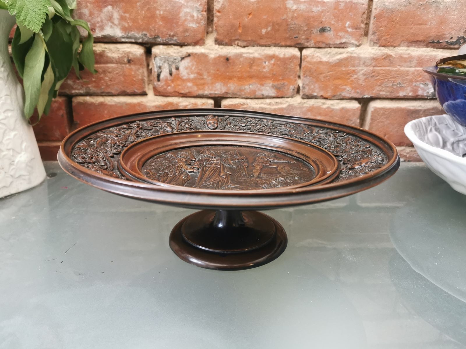 Art Union Of London Antique Bronze Engraved Tazza Or Comport photo 330.0