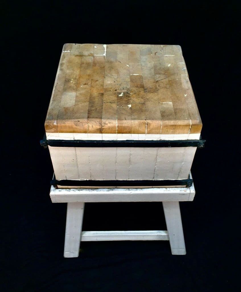 Antique Wooden Butchers Block / Country Kitchen Island / Shop Display / Table photo vinterior
