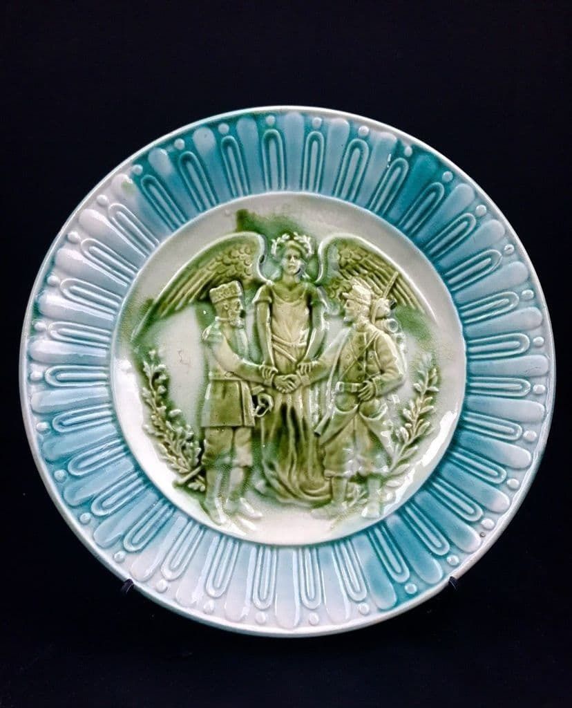 Antique Majolica Plate Nonaing French Commemorative Alliance Of France / Russia photo furniture