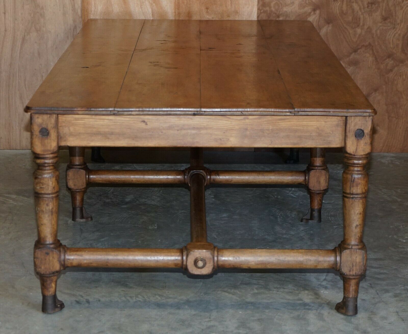 photo for sale Unique Antique Victorian 1860 Ships Refectory Dining Table Phosphor Bronze Feet