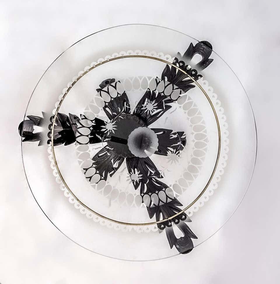 Pierluigi Colli Midcentury Italian Brass And Wood Coffee Table, 1950s photo 1214.0