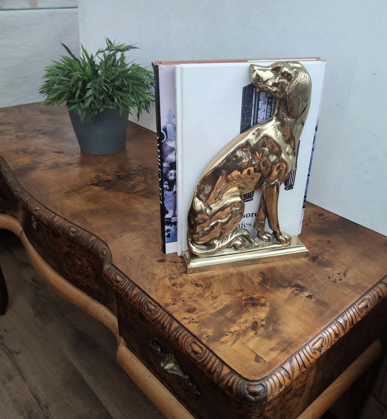 1970s Italian Gilt Brass Setter Dog Door Stop Or Bookend photo furniture