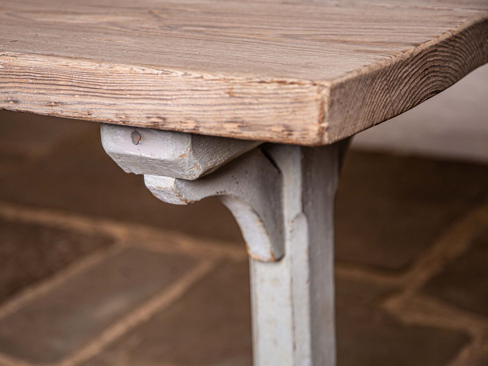 English Painted Trestle Table, 1800s photo for sale