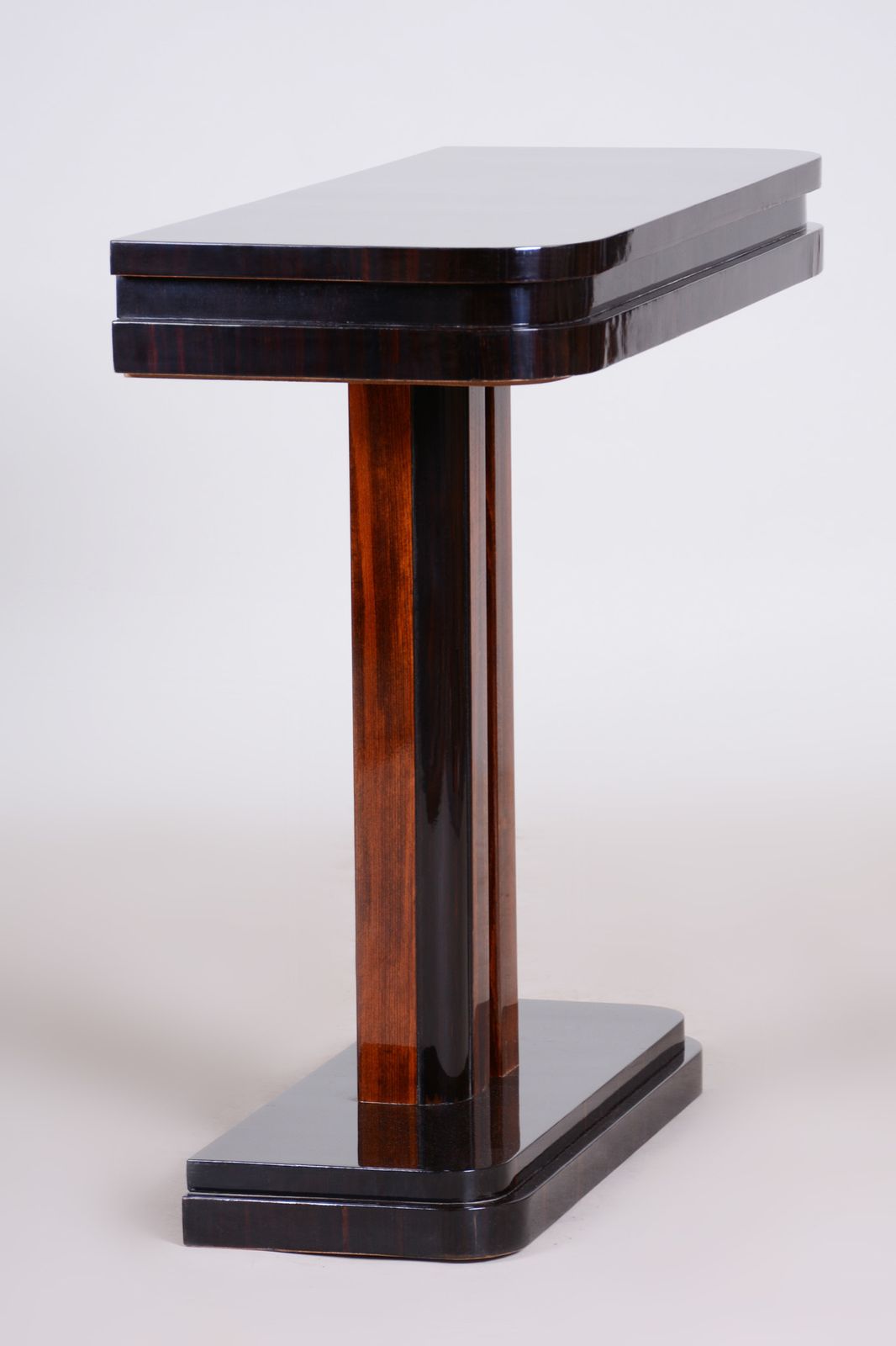 Pair Of Unique French Artdeco Bed Side Tables, High Gloss, Makasar, 1920s photo buy
