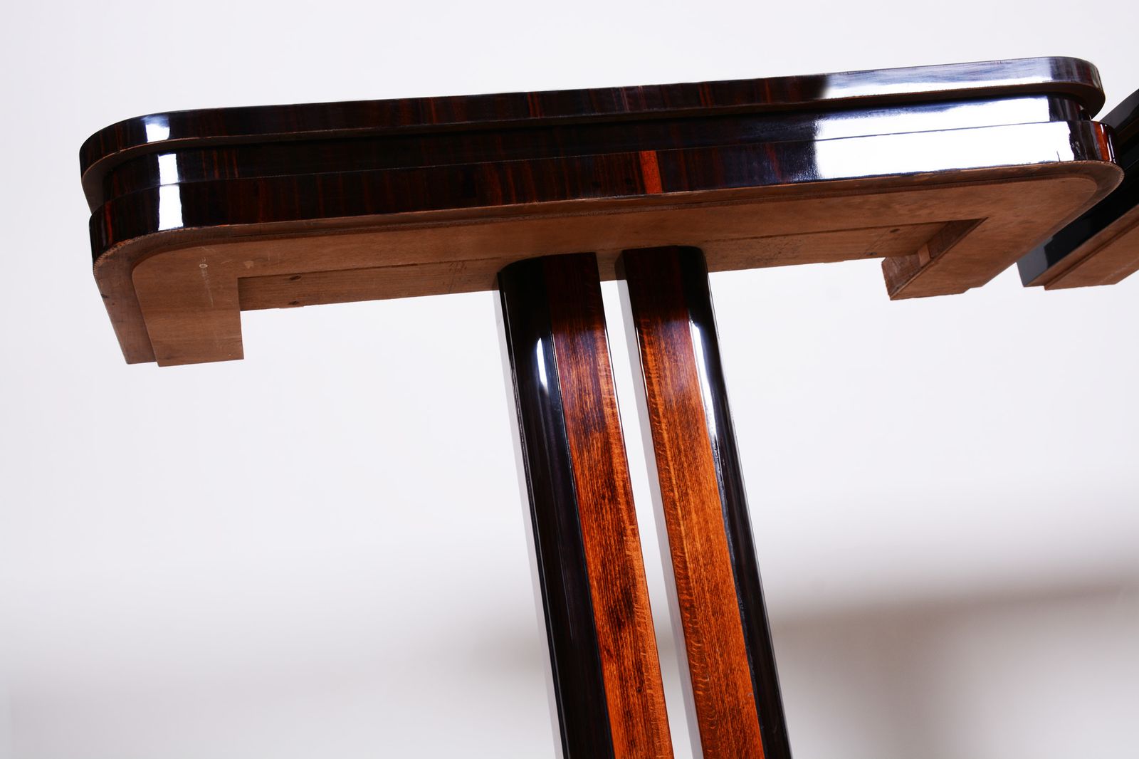 photo furniture Pair Of Unique French Artdeco Bed Side Tables, High Gloss, Makasar, 1920s
