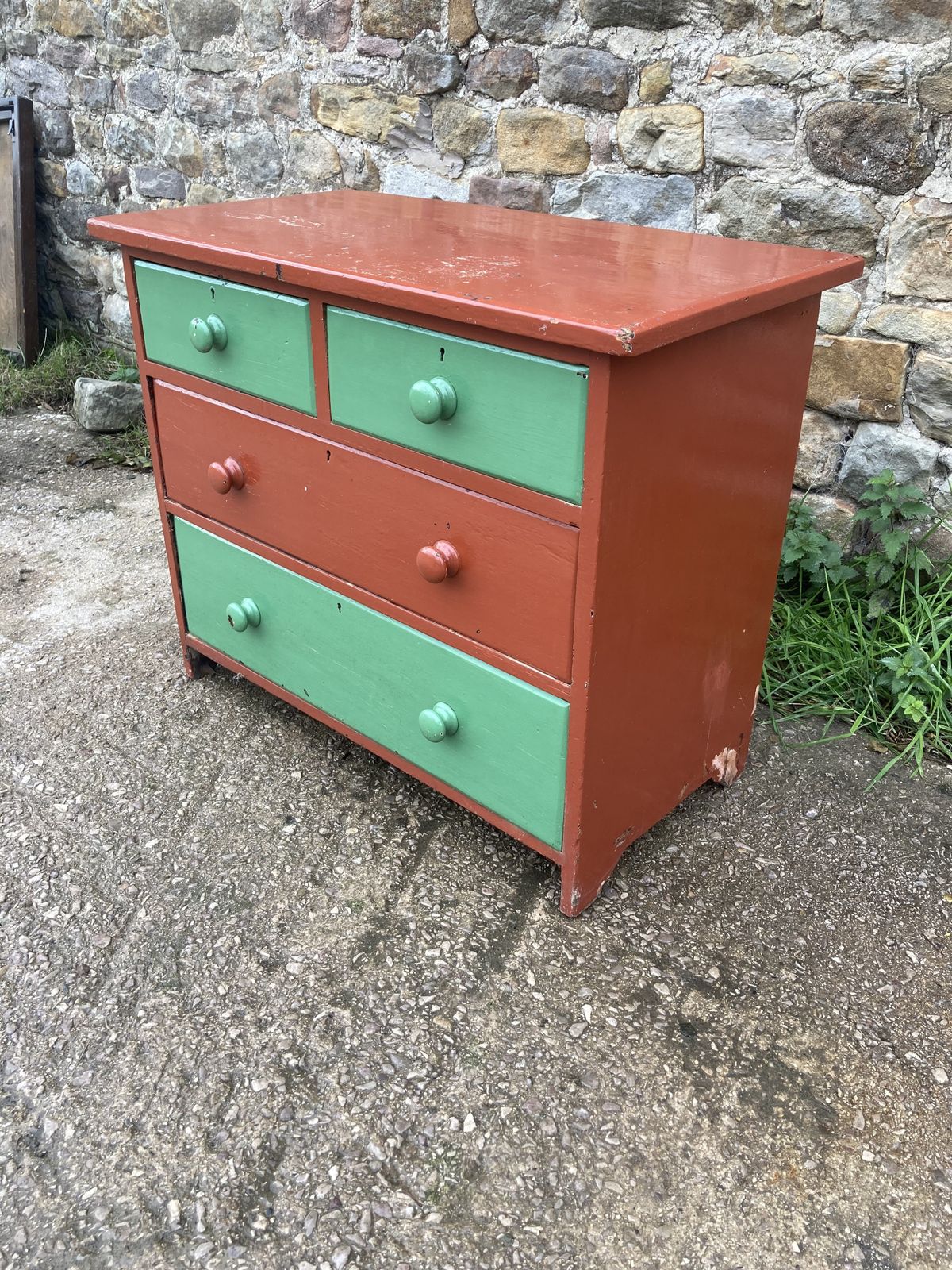 Victorian Painted Pine Chest Of Drawers photo for sale