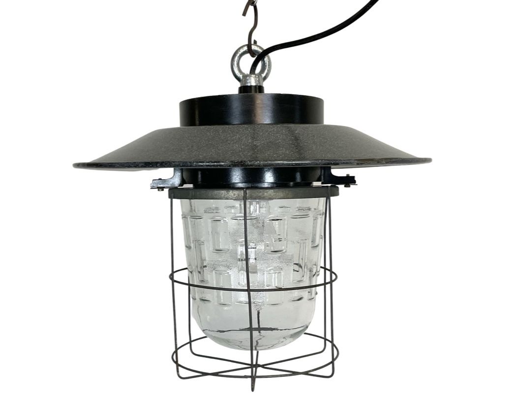 Industrial Cage Pendant Lamp, 1960s, 4x