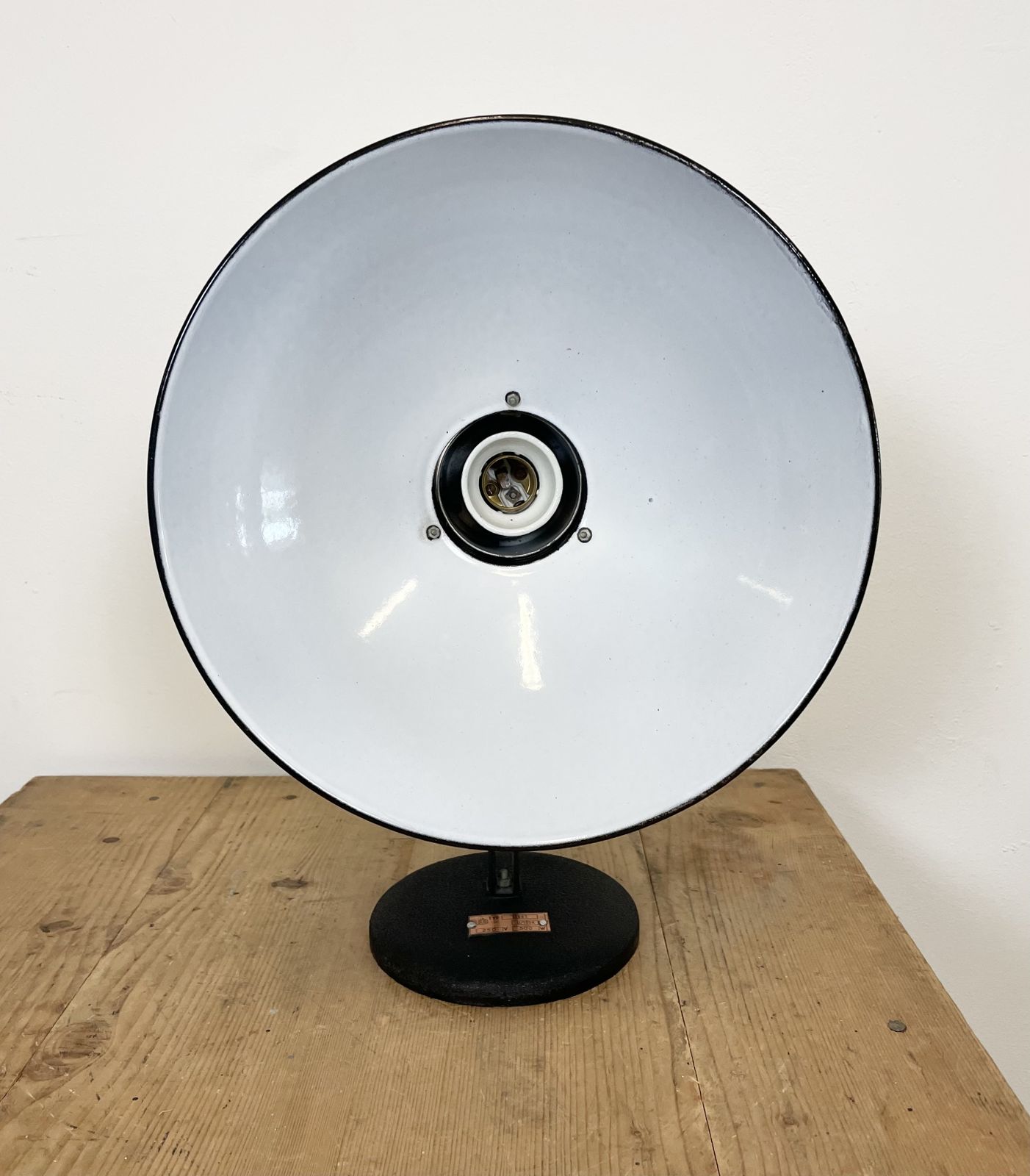 Vintage  Black Enamel Table Lamp, 1950s, 3x photo furniture