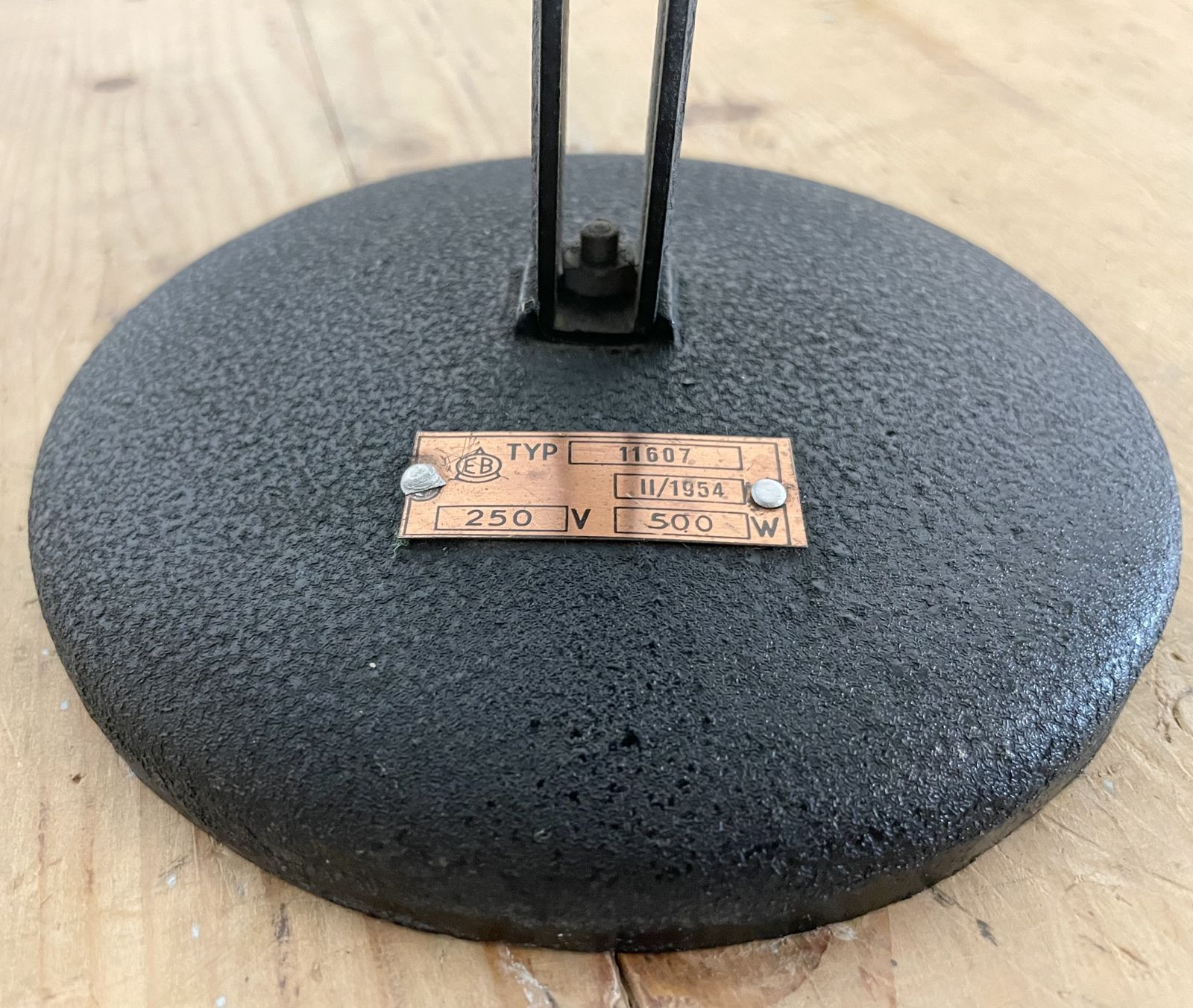 Vintage  Black Enamel Table Lamp, 1950s, 3x photo 219.0