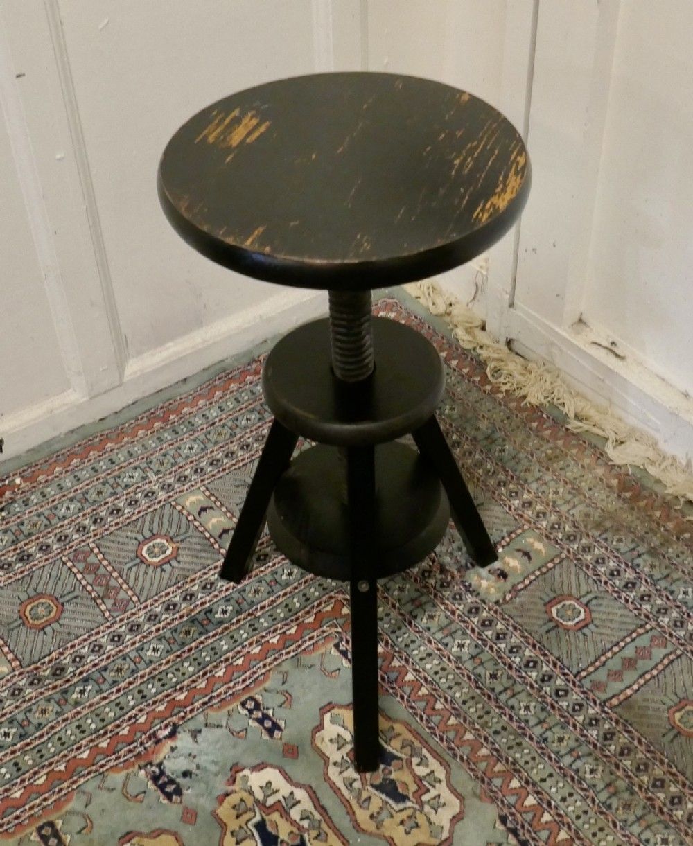 Swivelling Turned Pine Stool, Piano Desk Craft Seat photo furniture