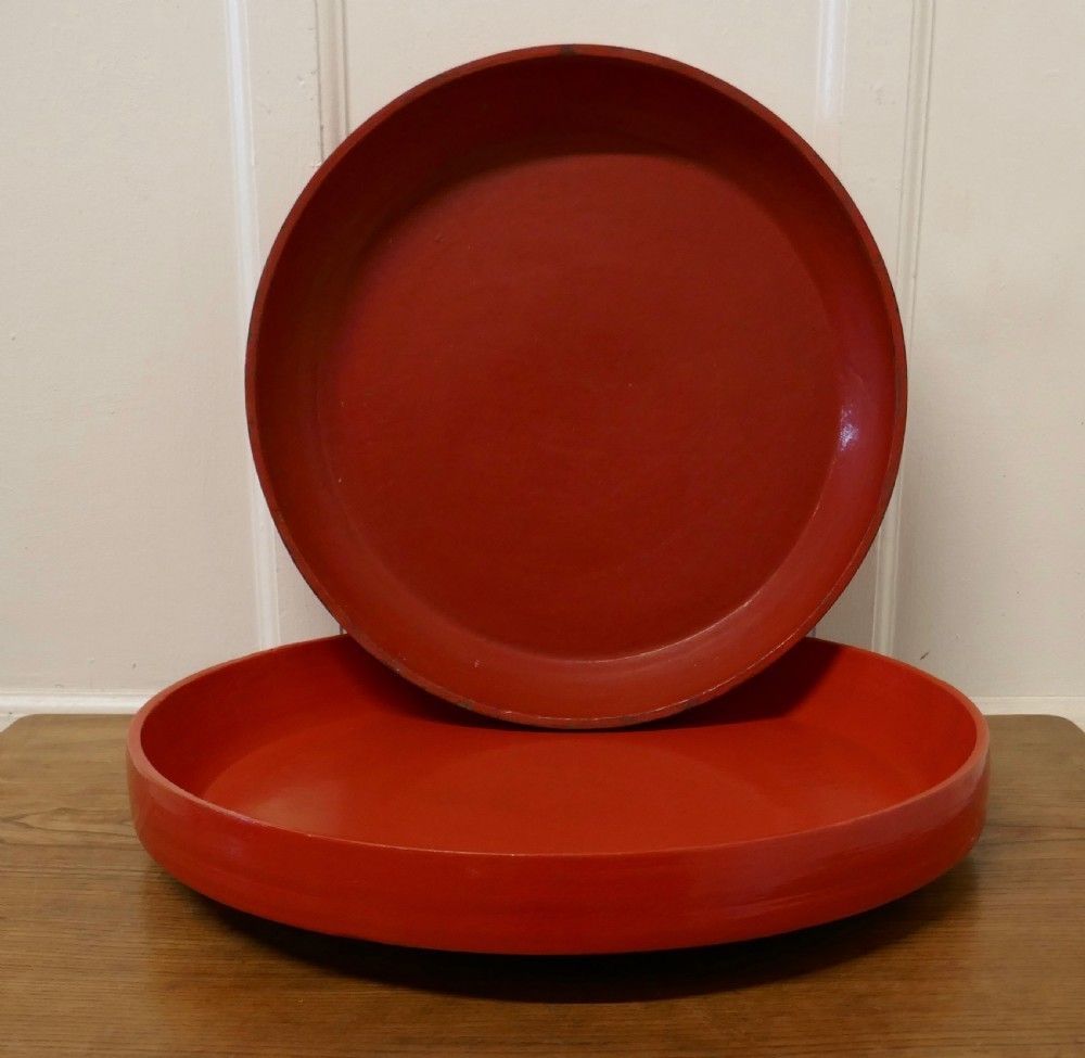 A Pair Of North African Folk Art Hand Made Red Ochre Dishes photo Home Decor