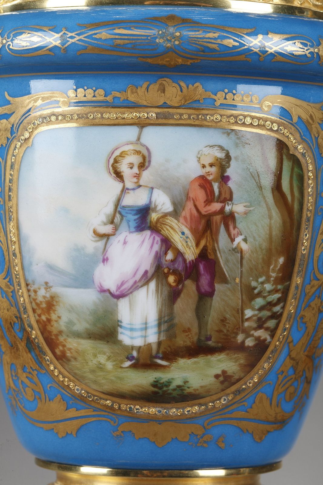 5510.0 Pair Of Covered Vases In Polychrome Porcelain In The Taste Of Sèvres photo