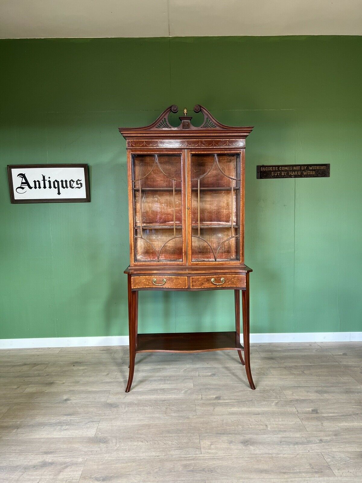 Superb Top Quality Sheraton Revival Inlaid China Cabinet.