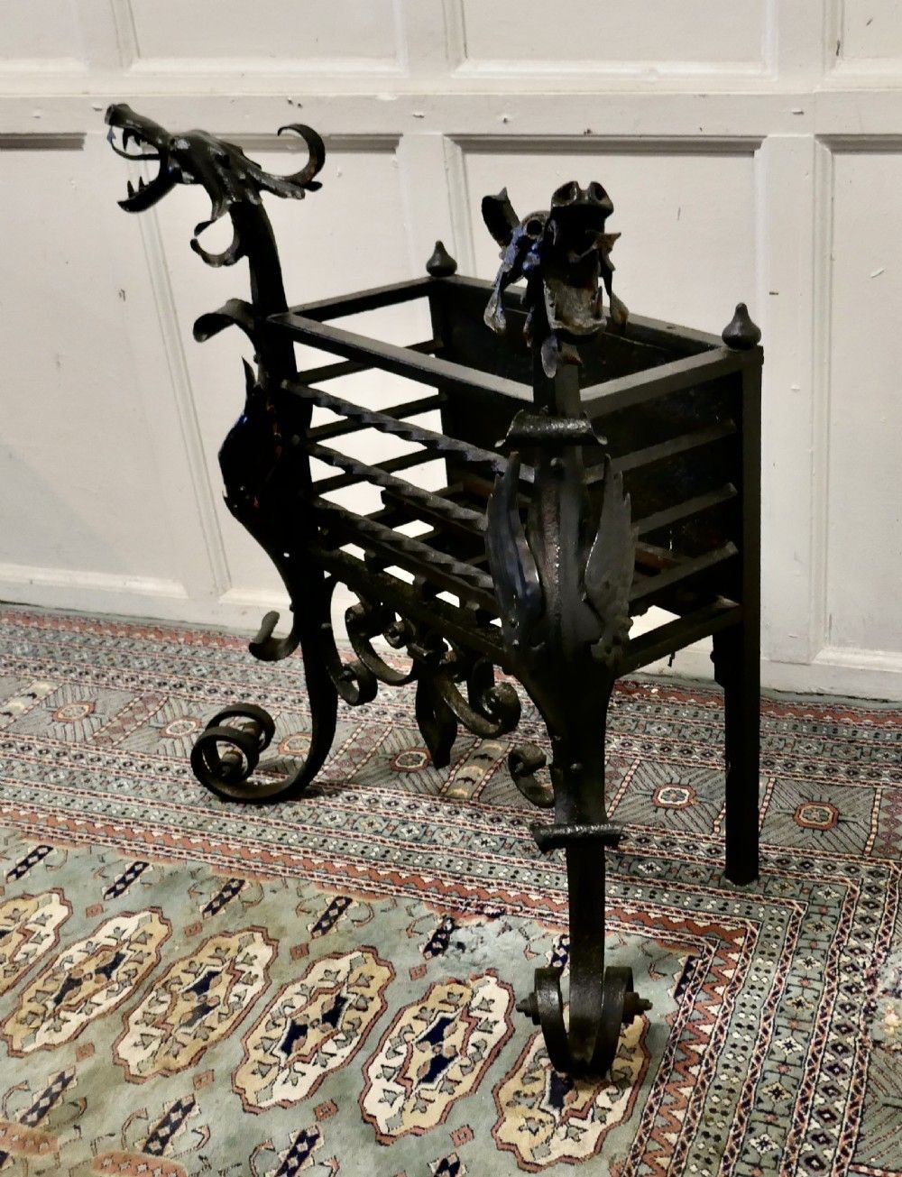 Gothic Style Free Standing Tall Fire Basket, Grate For Inglenook photo Home Fixtures
