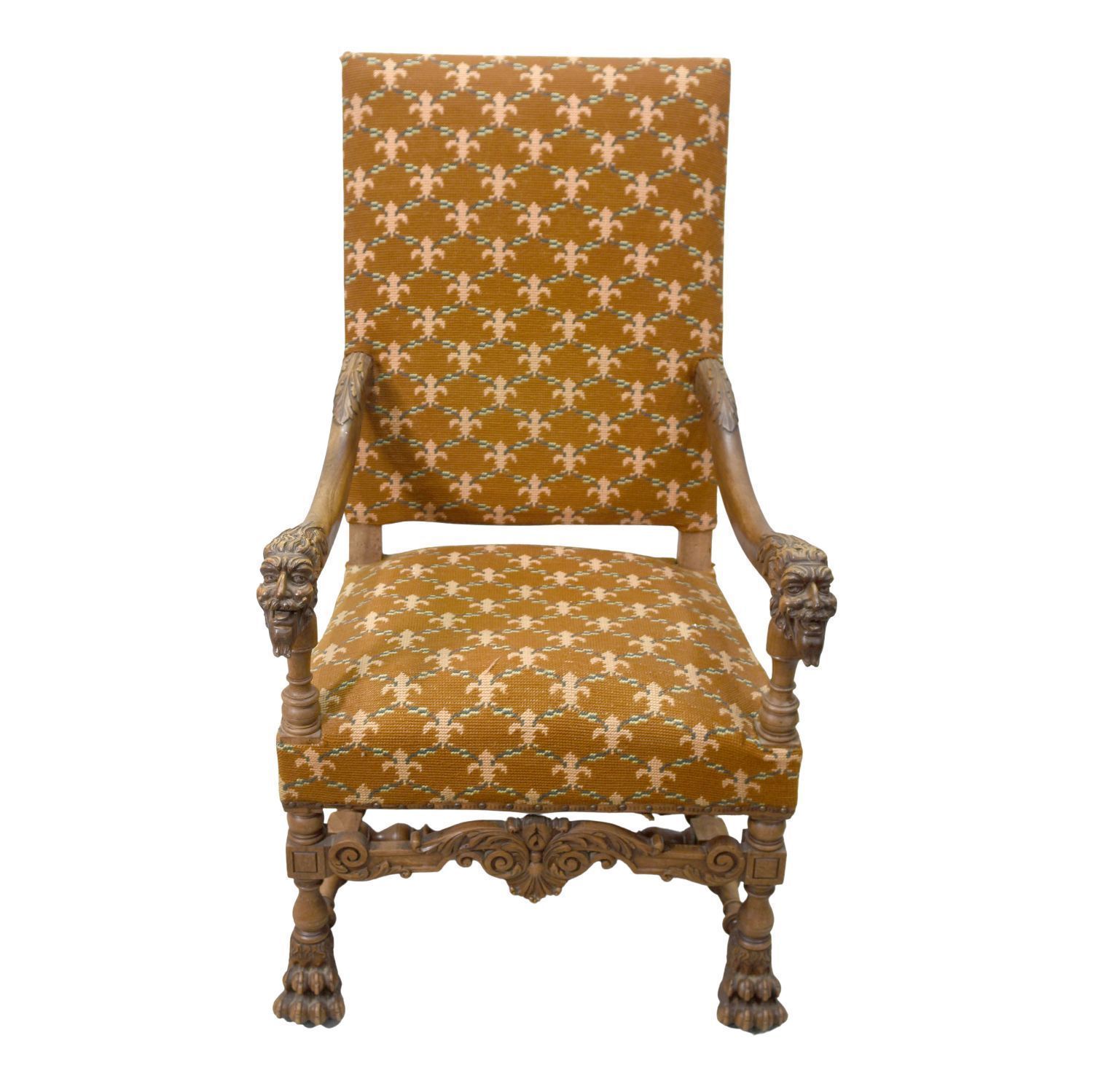 Renaissance Style Walnut Armchairs With Devils Heads photo furniture