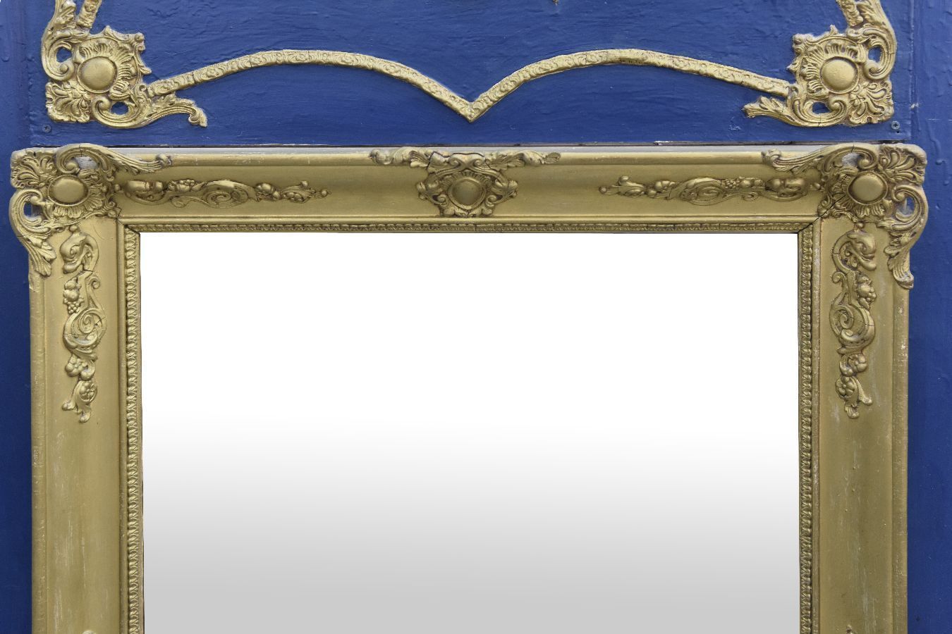 Louis XVI Style 19th Century Trumeau In Wood And Royal Blue Lacquered Stucco photo 690.0