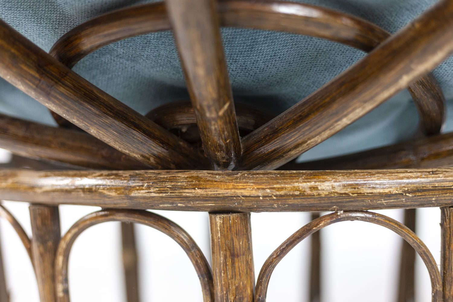 Paire Of Fauteuils In Rattan. Rotary Seat To Put On The Stool. photo vintage