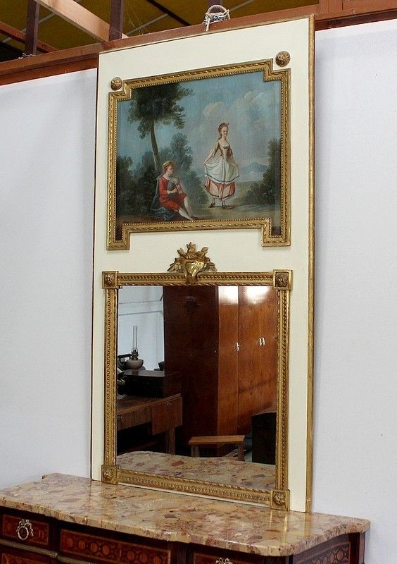 Large Trumeau Mirror, 1800s, Antique photo for sale